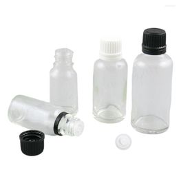 Storage Bottles 15pcs 5ml 10ml 20ml 30ml 50ml 100ml Clear Glass Essential Oil BottleFlint Cosmetic Bottle With Plastic Screw Cap 1oz1/2oz