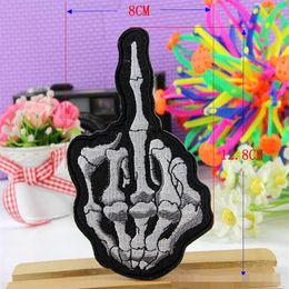 Iron On Patches DIY Embroidered Patch sticker For Clothing clothes Fabric Badges Sewing skull finger design258c