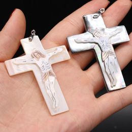 Pendant Necklaces Natural Shell Cross Shape White Black Mother Of Pearl Exquisite Charms For Jewelry Making DIY Necklace Accessories