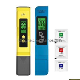 Ph Metres Digital Tds Ec Metre Set 0.0014.00 Water Quality Purity Monitor Test Pen Led Display Temperature Tester For Aquarium Pool Dhpd6