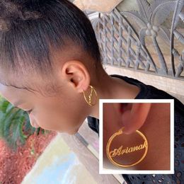 Hoop Huggie Custom Bamboo Earrings Personalize Name Jewelry Fashion Show Charming Gold Gift 230707