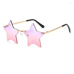 Sunglasses Five Pointed Star Rimless Women Men Fashion Simple Summer Hip Hop Party Sun Glasses Vintage Retro Male Ladies Eyewear