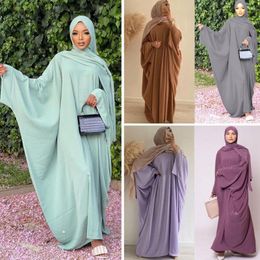 Ethnic Clothing Plain Abayas For Women Muslim Prayer Garment Modest Bat Sleeve Loose Khimar Hijab Maxi Dress Turkey Arab Eid Ramadan Jilbab