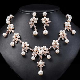 New Branch Pearl Necklace Set Ethnic Style Jewelry Clavicle Chain Bride Dress 230628