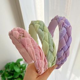 Fashion Women's Hair Accessories Fresh Light Color Turban Flower Braided Headband Casual Autumn Hairband