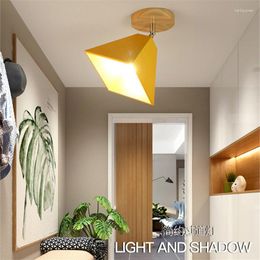 Ceiling Lights Creative Nordic For Home Decor Hallway Balcony Entrance And Closet With Solid Wood Fixtures Macaron Design
