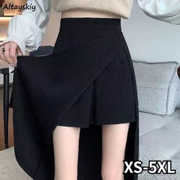 Skirts XS-5XL Skirts Women Black Basic Summer Chic High Waist Office Lady Clothing Simple Pure A-line Cosy Midi Faldas Korean Fashion 230707