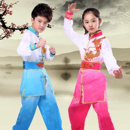 Stage Wear Traditional Folk Tai Chi Clothing Long Sleeve Uniforms For Children Wushu TaiChi Suit Martial Arts Exercise Clothes