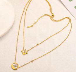 20 Style Fashion Designer 18K Gold Plated Pendant Necklaces High-end Stainless Steel Brand Letter Links Chains Inlaid Crystal Necklace Christmas Jewelry Gift