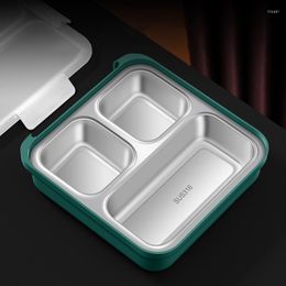 Dinnerware Sets 304 Stainless Steel Insulated Lunch Box Container Tray Portable Compartment Bento Add Water Heated Storage