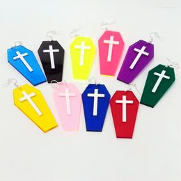 Dangle Earrings Halloween Jewellery 10 Colours Clear Coffin Cross Drop For Women Acrylic Fashion Accessories