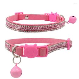 Dog Collars Pet Collar Harness Shiny Rhinestone Soft Safety With Bell Anti-Lost Head Buckle For Small Supplies