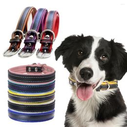 Dog Collars Reflective Pet Collar PU Leather Adjustable Neck Strap With Metal Buckle Puppy Cat Necklace Belt