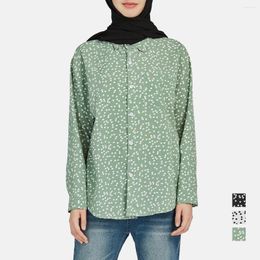 Ethnic Clothing Women Fashion Printing Shirts Casual Long Sleeve Muslim Ramadan Blouse Elegant Islamic Tunic Tops Vestiti Donne Musulmane