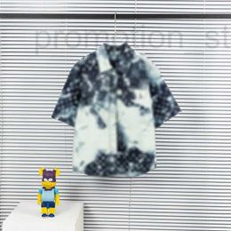 Men's Casual Shirts Designer Men designer Tee t shirt 23ss Tie-dye printed Denim short-sleeved Gradient Jacquard short sleeve cotton women Black White blue ZXZK