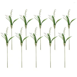 Decorative Flowers 10 Bundles Artificial Green Plants Wedding Decor DIY Arrangements Lily Centrepieces The Valley Plastic