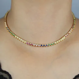 Regenbogen Farbe Mini Herz Liebe Halskette Hohe Qualität Frauen Männer Dame Iced Out Zirkonia Hip Hop Geschenk Schmuck