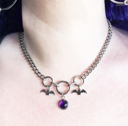 Choker Midnight Bats Day Collar Goddess Purple Crystal Necklace 2023 Gothic Fashion Jewellery