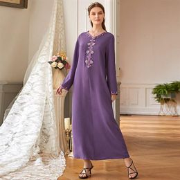 Purple Abaya Dubai Turkey Muslim Fashion Hijab Dress European Islam Clothing Maxi Dresses For Women Vestidos De Moda Musulman3111