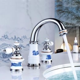 Bathroom Sink Faucets Basin Faucet Chrome Brass And Ceramic Deck 5 Holes Bathtub Mixer Handheld Shower Widespread Set Water Tap