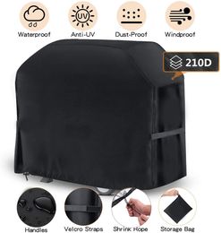 BBQ Tools Accessories 210D Grill Barbeque Cover AntiDust Waterproof Weber Heavy Duty Charbroil Outdoor Rain Protective Barbecue 230706