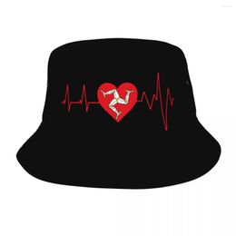 Berets Isle Of Man Flag Bucket Hat For Men Women Travel Heartbeat Floppy Trendy Packable Sport Fisherman Hats Session