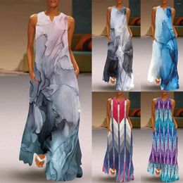 Casual Dresses Suitable Maxi Dress For Women Summer Loose Elegant Long Sleeveless Split Beach Floral Woman