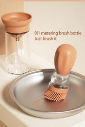 BBQ Grills Portable Silicone Brush Head Oil Bottle Push Type Metering Kitchen Baking Barbecue 230706