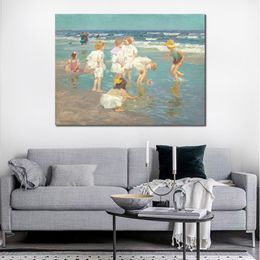 Impressionist Art Landscapes A Holiday Edward Henry Potthast Painting Beach Scene Hand Painted Oil Artwork High Quality