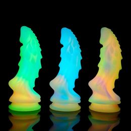 Adult Toys Luminous Monster Dildos for Women Sex Realistic Dildo with Suction Cup Gode Huge Silicone Fake Penis For Anal 230706