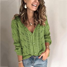 Sweaters Cardigan for Women Autumn Knitted Sweater Hollow Out Green Cardigan Button Down Cardigan Outwear Clothes Women Oversize Cardigan