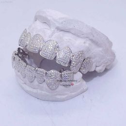10k Solid Gold Hip Hop Iced Out Zigzag Setting Diamond Teeth Grillz