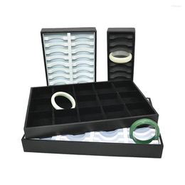 Jewellery Pouches PU Bangle Storage Tray 10/20/40 Slots Jade Gold Bracelet Display Case Store Wristband Container Box 1PC