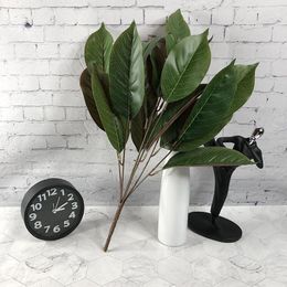 Decorative Flowers 50cm 7 Forks Tropical Leaves Artificial Tree Branch Fake Plants Silk Magnolia Leafs Green Grass For Home Garden Wedding