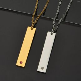 Pendant Necklaces Stainless Steel Personalised Engraved Bar Necklace Nameplate Custom Made Text Simple Jewellery Gift For Mother's Day