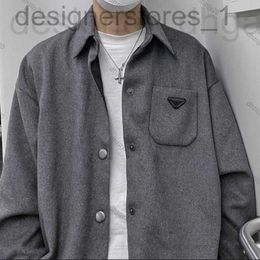Men's Jackets designer woolen jacket windbreaker jackets winter warm parka metal triangle gray shirt men and women's thickened sweatshirt casual coat