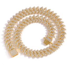 18mm Width 18/20/22/24inch Gold Silver Plated Bling CZ Cuban Chain Necklace Bracelet Fashion Jewellery For Men Women