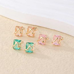 Simple Square Stud Earring Cute Jewelry Womens New Small Square Zircon 18k Gold Plated For Women Girls Real Bling Cz Cubic Zirconia Piercing Earrings Studs Wholesale