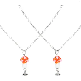 Pendant Necklaces 2pcs Matching Necklace For Couples Magnetic Mushroom Sweater Pendants
