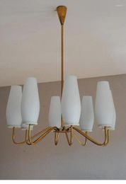 Pendant Lamps Small French Style Retro Chandelier American Living Room Bedroom Dining White Glass All-copper