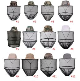 UPS Mosquito Head Net Hat Textile Sun Hat with Netting Outdoor Hiking Camping Gardening Adjustable Wholesale 7.7