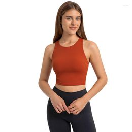 Yoga Outfit Solid Colour Seamless Sports Bra Women Fitness Tank Top High Neckline Crop Sexy Push-up Underwear Gym Workout Sportswear