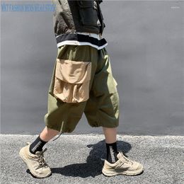 Men's Shorts Summer Casual Wide-Leg Cargo Pants Outer Short Clothing Loose Personality Drawstring Ankle-Tied Cropped Trousers