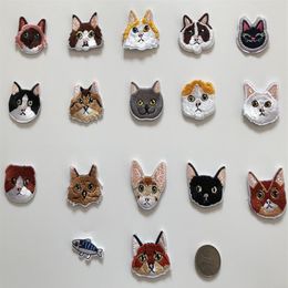 1 piece of embroidered patch cat head pattern iron-on size about 3 5 cm small appliques diy handwork decorative accessories280x