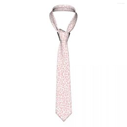 Bow Ties Pale Coral Leopard Men Neckties Slim Polyester 8 Cm Narrow Pink Modern Neck Suits Accessories Cravat Wedding