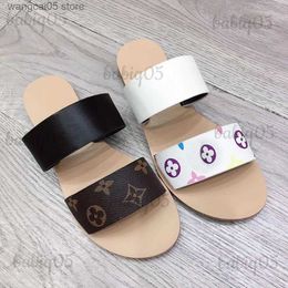 Designer Slipper Woody Mules Flat Lady Lettering Fabric Outdoor Leather Sole Slide Sandal babiq05