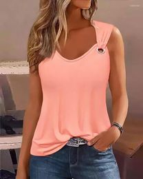 Women's Tanks Women Fashion Casual Tops Sleeveless Sexy Solid Color T-shirts Summer Eyelet V-Neck Tank Top