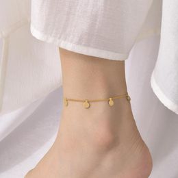 Anklets Stainless Steel Bracelets For Women Tassel Heart Shaped Charm Gold Colour Link Chain On Leg Fashion Foot Jewellery