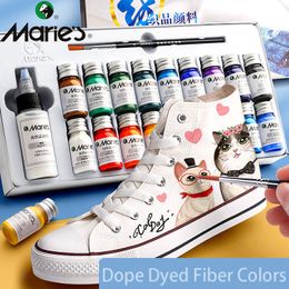 Painting Supplies Dyed Fibre Permanent Fabric Paint Set 10mlTube Textile Acrylic for Clothes Canvas Waterproof 230706