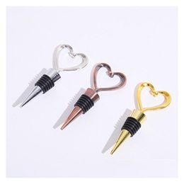 Other Kitchen Tools Champagne Shape Of Love Metal Wine Bottle Stopper Rose Gold Sier Elegant Heart Lover Shaped Red T2I52126 Drop De Dhyic